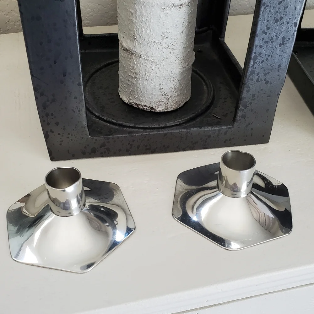 James R. Gagnon Signed Pewter Candle Holder Set, VINTAGE, Maker Featured Cartier